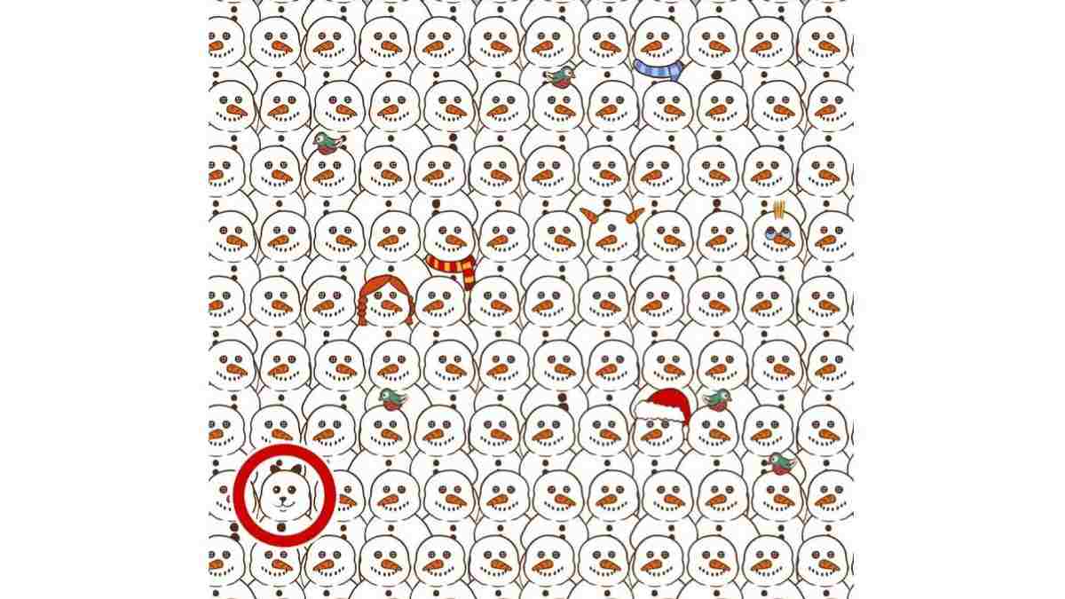 resposta do desafio visual veja onde esta o panda entre os bonecos de neve Resposta do desafio visual - Veja onde está o panda entre os bonecos de neve. Fonte: Jagran Josh.