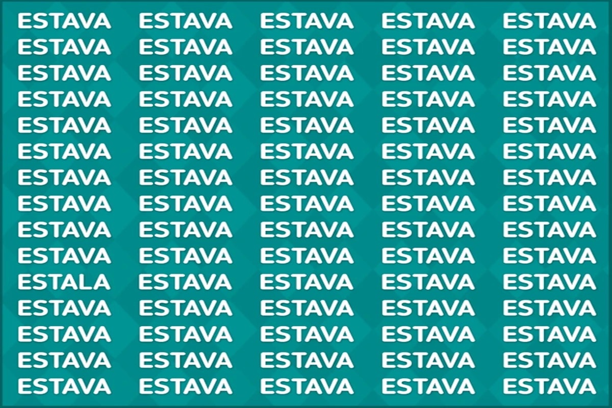 Teste de Qi com várias palavras "ESTAVA" repetidas e uma palavra diferente escondida.