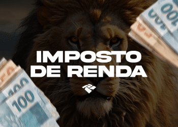 Imagem ilustrativa sobre o Imposto de Renda, com notas de dinheiro ao redor de um leão simbolizando a cobrança de tributos.