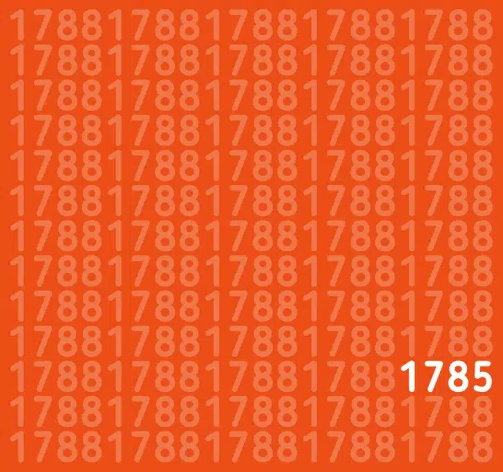 Desafio visual: encontre o número diferente Desafio visual com números 1788 repetidos em branco num fundo laranja.