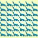 Teste visual com múltiplos dinossauros azuis organizados em linhas sobre fundo amarelo