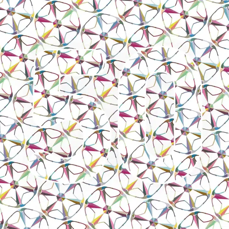 Identifique o número escondido nesta imagem artística com padrão abstrato. Teste visual com um padrão repetido colorido.