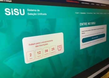 Tela do sistema de inscrição do Sisu 2026, com cronômetro e contagem regressiva para o encerramento das inscrições, simbolizando o Sisu 2026.