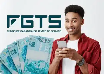 Imagem ilustrativa sobre o saque-aniversário do FGTS 2026, mostrando dinheiro e uma pessoa com celular.