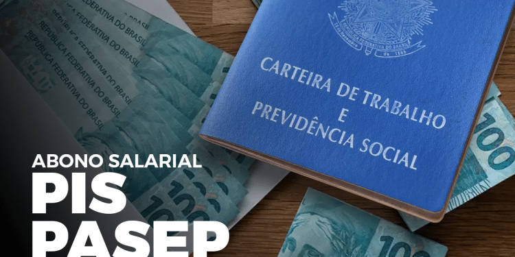 Imagem ilustrativa do abono salarial PIS/Pasep 2026 com cédulas de R$ 100 e a Carteira de Trabalho.