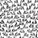 Ilustração em preto e branco de muitos pandas usando óculos escuros, com um panda diferente usando gravata vermelha.