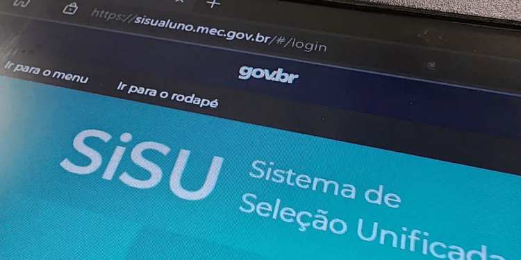 Tela de computador exibindo portal do Sisu Sistema de Seleção Unificada para acesso ao ensino superior.