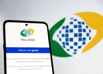 Tela de login do aplicativo Meu INSS exibida em um smartphone.