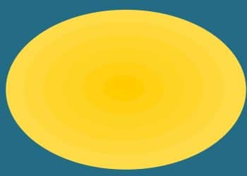 Desafio visual com círculos concêntricos amarelos em fundo azul