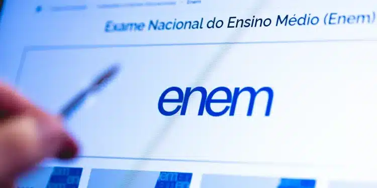 Logotipo do Enem exibido na página oficial do exame. Notícia sobre a divulgação das notas do Enem 2025, prevista para 16 de janeiro
