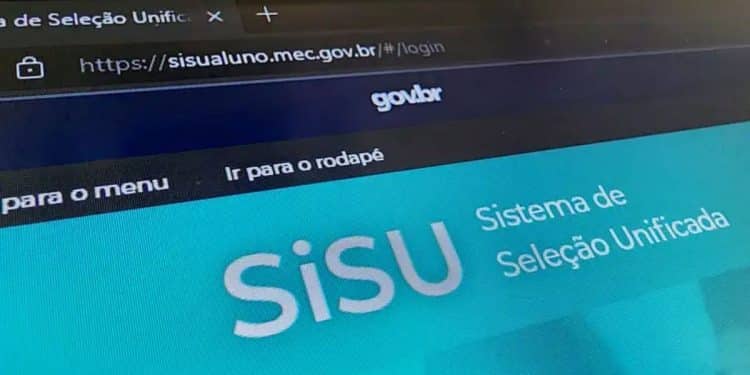 Tela do portal do Sisu no site do MEC com acesso à área de login do candidato.