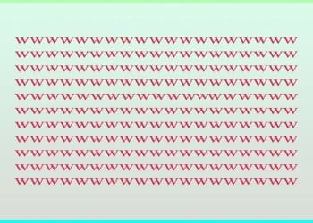 Teste visual com fundo verde e diversos caracteres "w" em vermelho, repetidos em linhas horizontais.