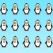 Teste visual com 21 pinguins desenhados em filas, todos parecidos, exceto um diferente