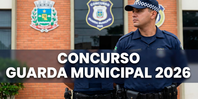 Guarda Municipal 2026 concurso público com dois agentes em frente à sede