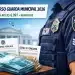 Uniforme de guarda municipal ao lado de edital e dinheiro sobre mesa em cenário oficial