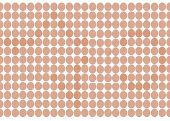 Desafio visual com vários círculos cor de cobre organizados em linhas e colunas sobre fundo branco