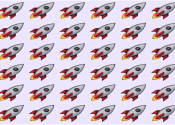 Sequência de foguetes idênticos com um foguete diferente para teste visual