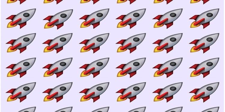 Sequência de foguetes idênticos com um foguete diferente para teste visual