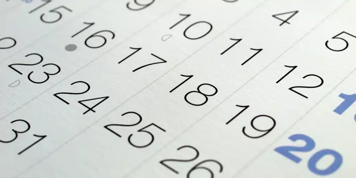 Folha de calendário.