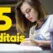 Jovem estudando e nome "5 editais" do lado.