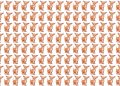 Padrão repetido de chihuahuas marrons em estilo desenho organizados em fileiras sobre fundo branco