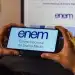 Logo do Enem 2026 exibido em dispositivo móvel, com o título 'Exame Nacional do Ensino Médio'.