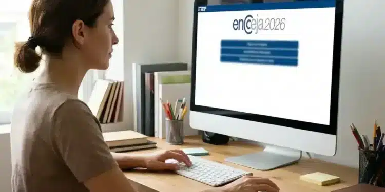 Candidata consulta resultado da justificativa de ausência do Encceja no computador.