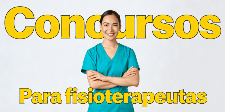 Fisioterapeuta sorrindo e nome "Concursos para fisioterapeutas".