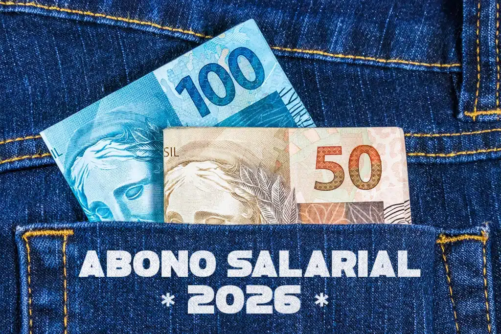 Cédulas de dinheiro em bolso de jeans ilustrando cálculo proporcional do Abono Salarial 2025