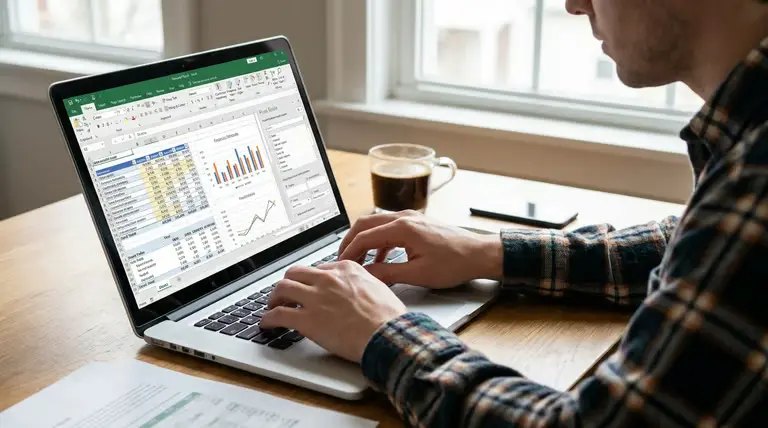 Aluno acessando planilha no Excel em notebook para realizar matrícula online no curso gratuito do Senac RJ.