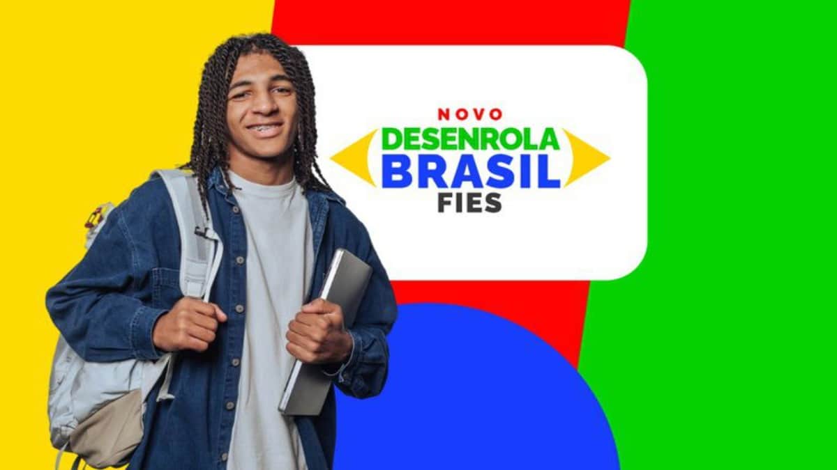 Banner oficial do Novo Desenrola Brasil Fies, programa de renegociação de dívidas estudantis.
