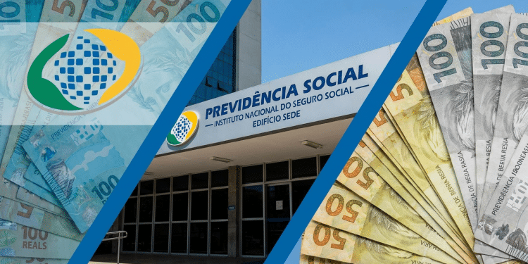 Arte da Previdência Social com cédulas representa o calendário do INSS detalhado do mês