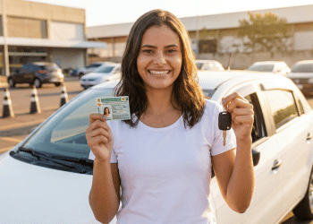 Jovem motorista segura a CNH e a chave do carro após conquistar a habilitação em 2026