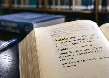 Página de dicionário destacando a palavra “úmido” com definição em português.