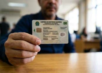 Homem segura a nova Carteira de Identidade Nacional em cartão de policarbonato, modelo de 2026 que custa R$ 91,72