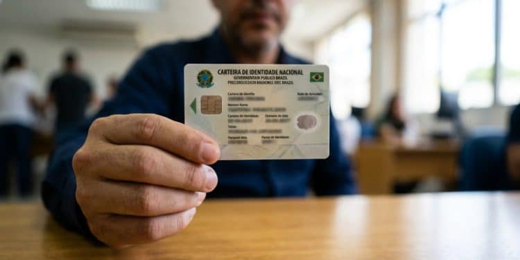 Homem segura a nova Carteira de Identidade Nacional em cartão de policarbonato, modelo de 2026 que custa R$ 91,72