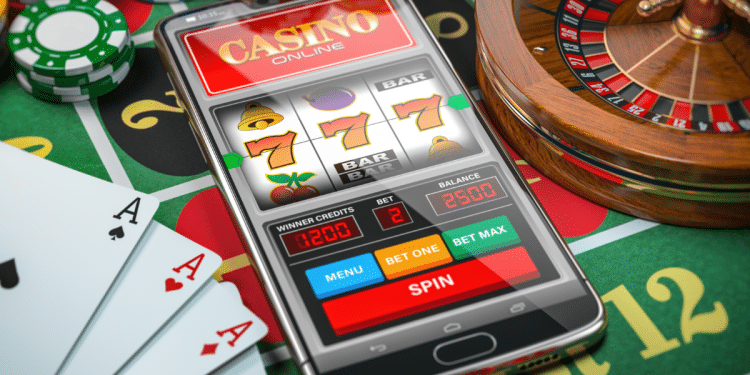 Roleta, poker e caça-níquel online em destaque no celular.