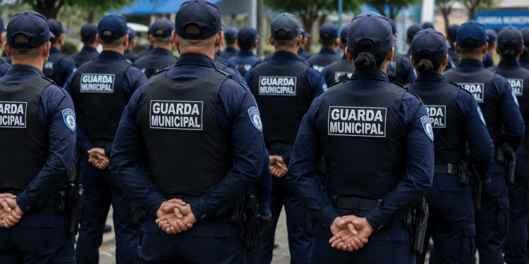 Guardas municipais uniformizados durante formação para representar as próximas etapas do concurso da Guarda Municipal de Maceió.