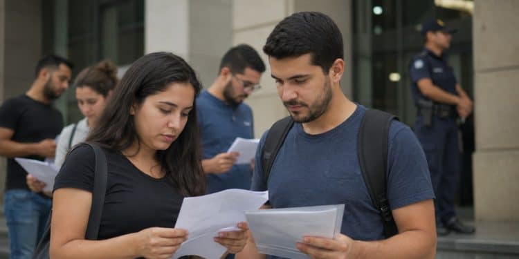 Imagem ilustrativa de candidatos com documentos na mão, em representação dos mais 100 aprovados que serão chamados no concurso da Guarda Municipal de Curitiba
