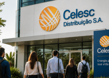 Fachada da Celesc Distribuição S.A. durante concurso público com inscrições abertas em 2026.