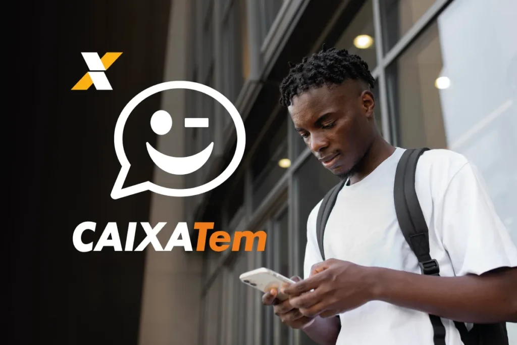 Usuário acessando o aplicativo Caixa Tem pelo celular, representando falhas em operações como pagamentos e transferências digitais.
