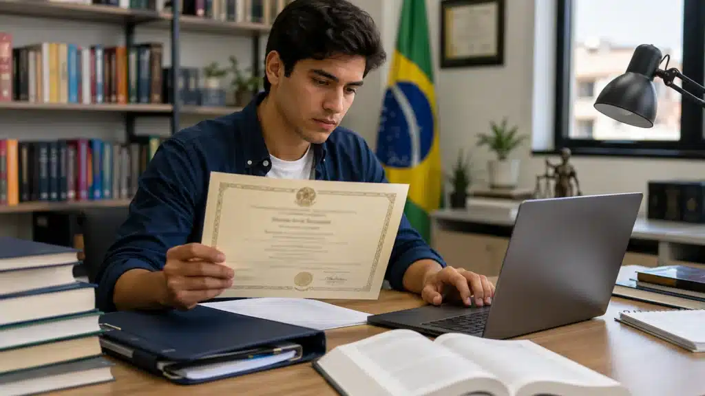 Estudante consulta diploma e informações acadêmicas para verificar o reconhecimento do curso pelo MEC