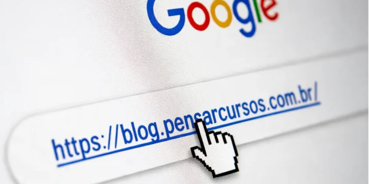 Barra de pesquisa com link azul.