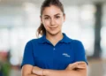 Jovem de braços cruzados com blusa da empresa Vibra, simbolizando as inscrições para o trainee 2027.