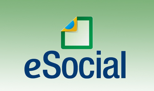 Logotipo do eSocial em destaque sobre fundo degradê verde.