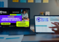 Trilha Empreendedor e Gestão de Negócio no site Pensar Cursos em tela de laptop.