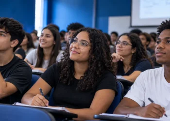Estudantes participam de aulão preparatório para o Enem 2026.