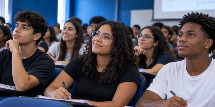 Estudantes participam de aulão preparatório para o Enem 2026.