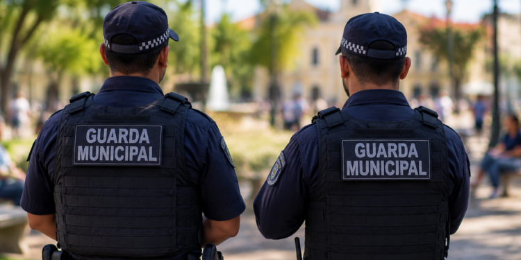 Guardas municipais fardados em praça pública representando concursos para Guarda Municipal em 2026.