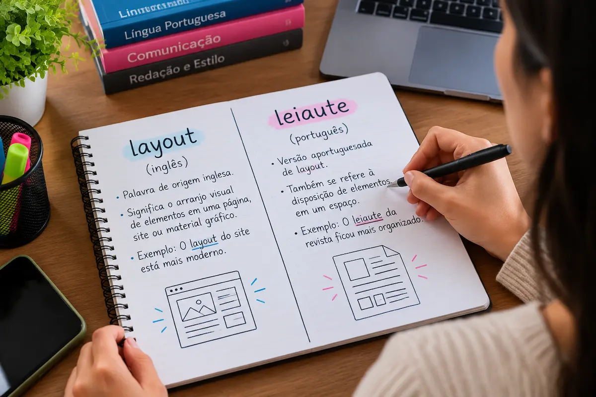 Dúvida de português sobre as diferenças entre layout e leiaute.